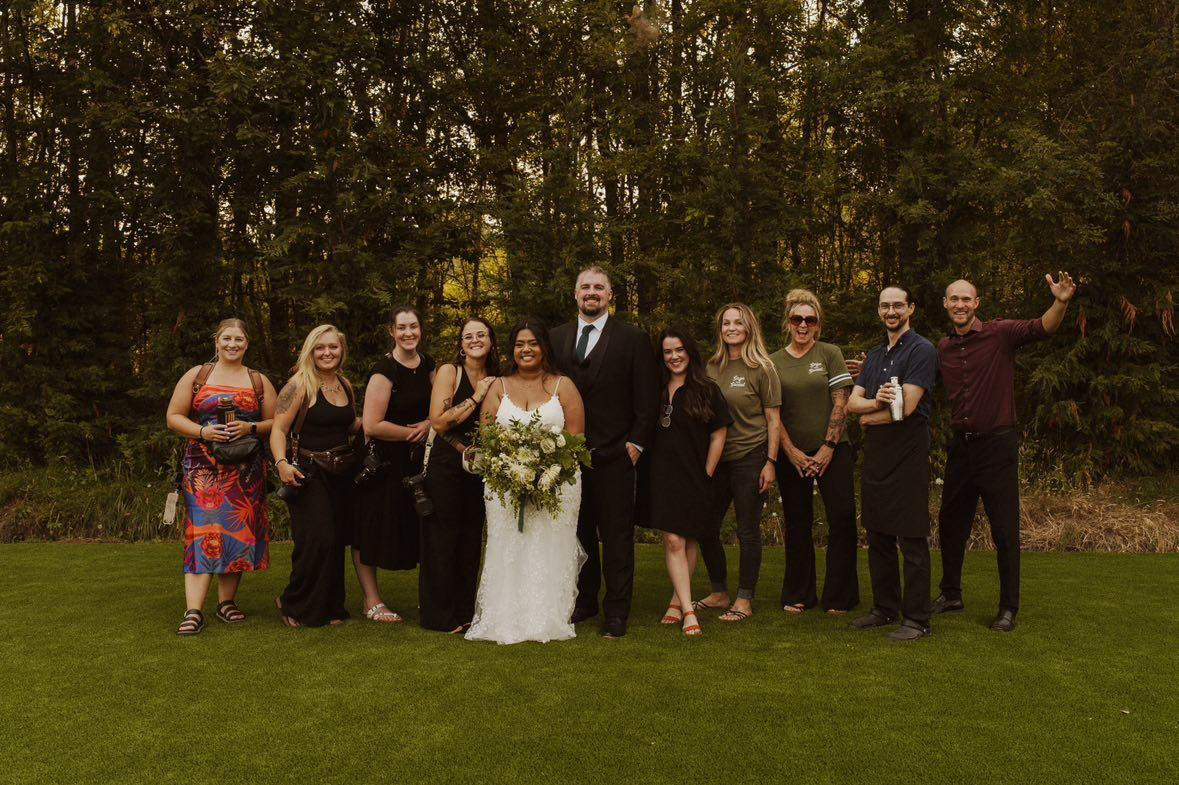Our team with a bride and groom