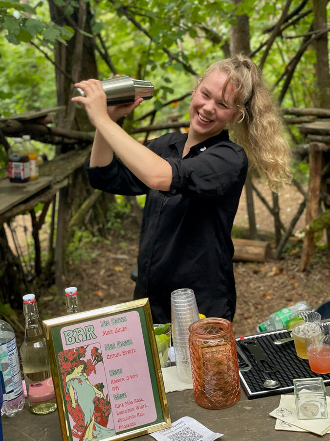 Simple Bar team providing professional bar service with a customized drink menu.